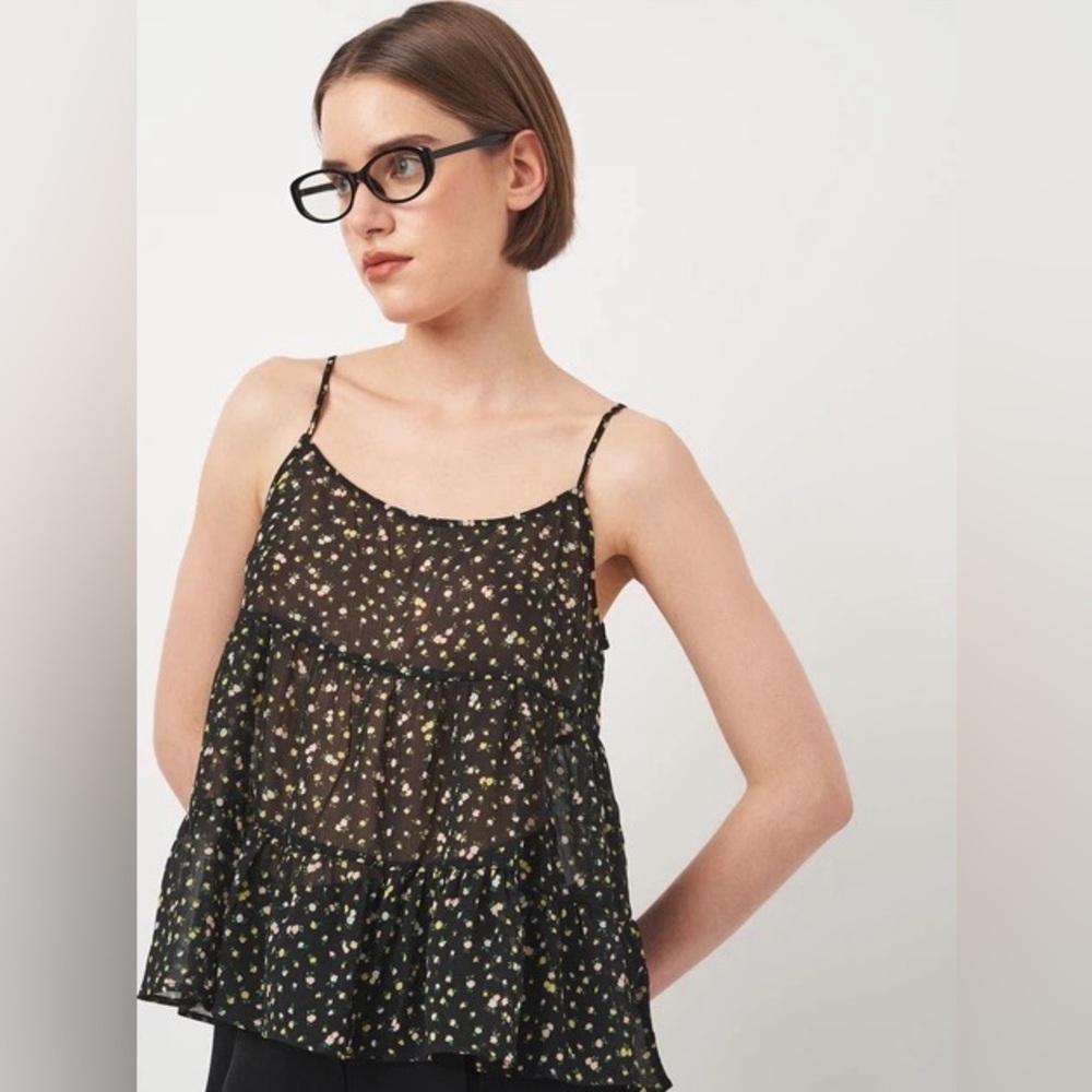 H&M Sheer Babydoll Tank Top with Florals